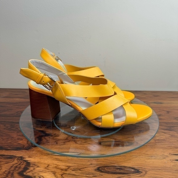 Cole Haan Jamie Block Heel Sandals Orange Leather - Picture 4 of 13